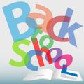 BACK TO SCHOOL words text book pages Royalty Free Stock Photo