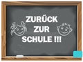 Back to school written chalk on a blackboard. In German.