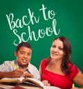 Back To School Written On Chalk Board Behind Hispanic Young Boy Royalty Free Stock Photo