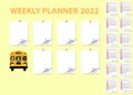 Back to school  2022 year weekly planner with blank stickers Royalty Free Stock Photo