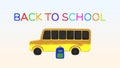 Back to School with Yellow Bus and Backpack Royalty Free Stock Photo