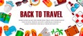 Back to travel horizontal banner. End of self-isolation during coronavirus pandemic. Vector illustration