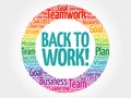 Back to work circle word cloud