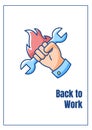 Back to work greeting card with color icon element