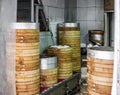 The back of a traditional bakery preparing steamed buns in Wenzhou in China