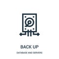 back up icon vector from database and servers collection. Thin line back up outline icon vector illustration Royalty Free Stock Photo