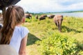 Little girl on safari Royalty Free Stock Photo