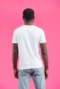 back view of african american man in casual clothing