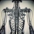 The back view of an android skeleton with structures that mimic human bones. Royalty Free Stock Photo