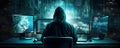 Anonymous hacker. Concept of dark web, cybercrime, cyberattack, etc. AI generated image Royalty Free Stock Photo
