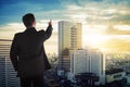 Back view of asian business man looking the sky Royalty Free Stock Photo