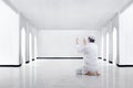 Back view of asian muslim man kneeling and praying to god Royalty Free Stock Photo