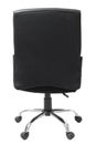 Back view of black leather office chair isolated on white Royalty Free Stock Photo