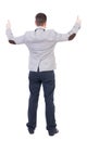 Back view of business man shows thumbs up. Royalty Free Stock Photo