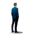 Back view Businessman standing and looking forward on white background Royalty Free Stock Photo