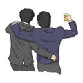 Back view of businessmen holding glass of alcohol to celebrate party vector illustration sketch doodle hand drawn isolated on
