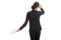 Back view of a businesswoman with paper notes Royalty Free Stock Photo