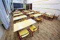 Back view of chairs in school class