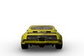 Back view 3D rendering of a yellow vintage American muscle car isolated on a white background Royalty Free Stock Photo