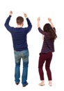 Back view of dancing young couple. Dance party. Royalty Free Stock Photo