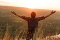 Man enjoying freedom while traveling in nature Royalty Free Stock Photo