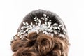 back view of female hairstyle with beautiful accessory