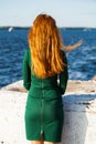 Back view female red-haired girl Royalty Free Stock Photo