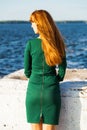 Back view female red-haired girl Royalty Free Stock Photo
