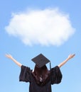 Back view of graduate student girl hug future Royalty Free Stock Photo