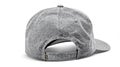 back view of a gray denim baseball cap with adjustable strap, showcasing the texture and design details against a clean white back Royalty Free Stock Photo