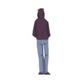 Back View of Guy in Hood, Teenage Boy Viewed from Behind Wearing Casual Clothes Standing with Hands in his Pockets