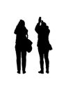 Two Adult Women Taking Photos Graphic Silhouette