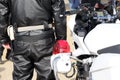 Back view of Japanese police motorcycle Royalty Free Stock Photo