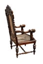 Back view large wooden antique chair Royalty Free Stock Photo