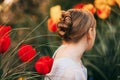 Back view of little girl with beautiful hairpiece Royalty Free Stock Photo