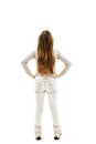 Back view of little girl looking at wall. Rear view Royalty Free Stock Photo