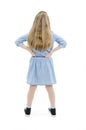 Back view of little girl looking at wall. Rear view Royalty Free Stock Photo