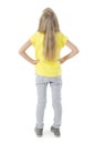 Back view of little girl looking at wall. Rear view. Royalty Free Stock Photo