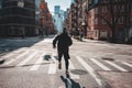 Sportsman training on urban streets