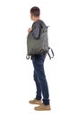 Back view of a man with a green bag Royalty Free Stock Photo