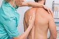 back view of man having chiropractic adjustment Royalty Free Stock Photo