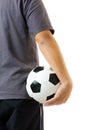Back view of man with soccer ball Royalty Free Stock Photo