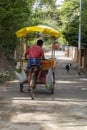 Back view of Mobile vendors selling fruit and vegetable's on the