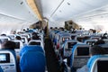 Modern airplane inside economy class