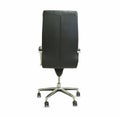 Back view of modern office chair from black leather. Isolated over white Royalty Free Stock Photo