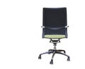 Back view of modern office chair from green cloth. Royalty Free Stock Photo