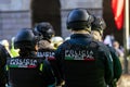 Back view of the municipal police of Puebla with the Policia Municipal