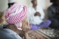 Back view Muslim man wearing turban