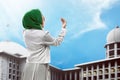 Back view of muslim woman praying Royalty Free Stock Photo
