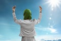 Back view of muslim woman praying Royalty Free Stock Photo